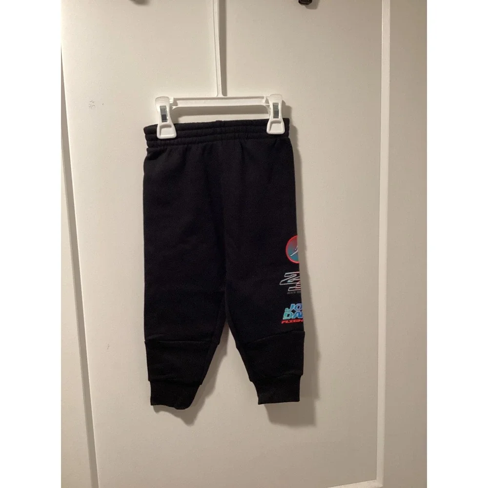 Jordan Flight Kids 2 Piece Fleece Hoodie and Joggers Set Black Blue 18M D412-023